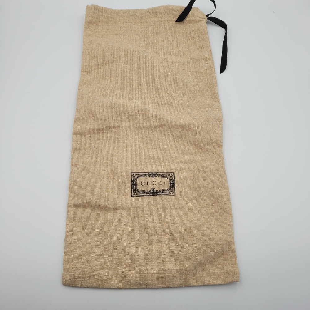 Gucci Tan Cotton Blend Drawstring Dust Bag Logo Large 18x8